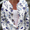 Vintage Flower Art Print Buttoned Cardigan Sweater