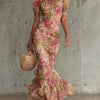 Fiora | Romantic Vintage Rose Puff Sleeve Maxi Dress