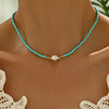 Minimal Turquoise and Pearl Necklace